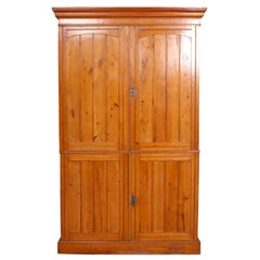 Antique Pitch Pine Press Cupboard Victorian Linen Cabinet Dresser
