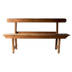 Antique Pitch Pine Wooden Textile Mill Bench, Early 20th Century