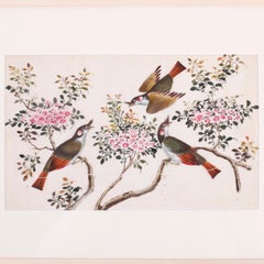 Antique Pith Painting of Birds