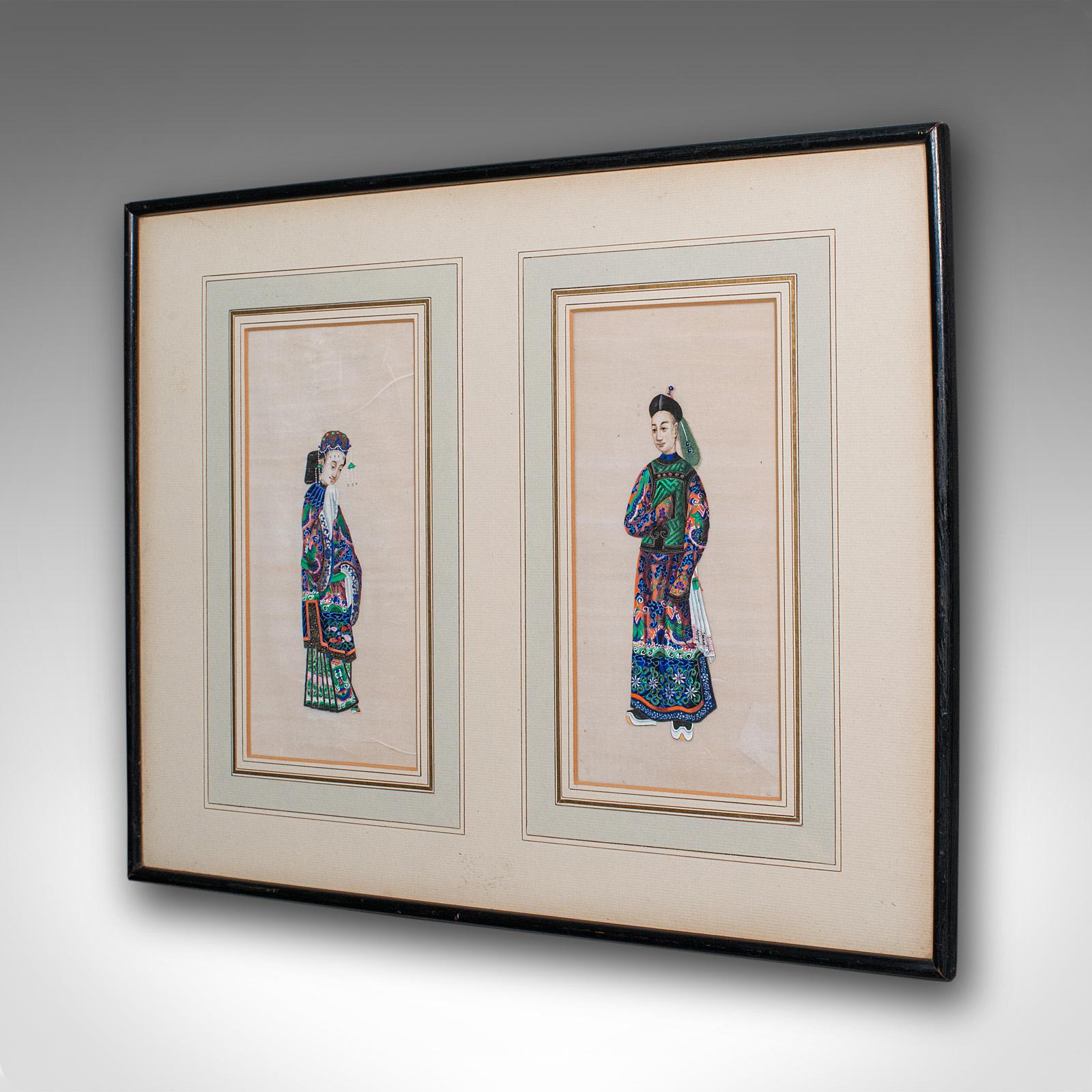 Antike Prägemalerei, Orientalische Kunst, Aquarell, Qing-Dynastie, Viktorianisch, 1850 (Chinesischer Export) im Angebot