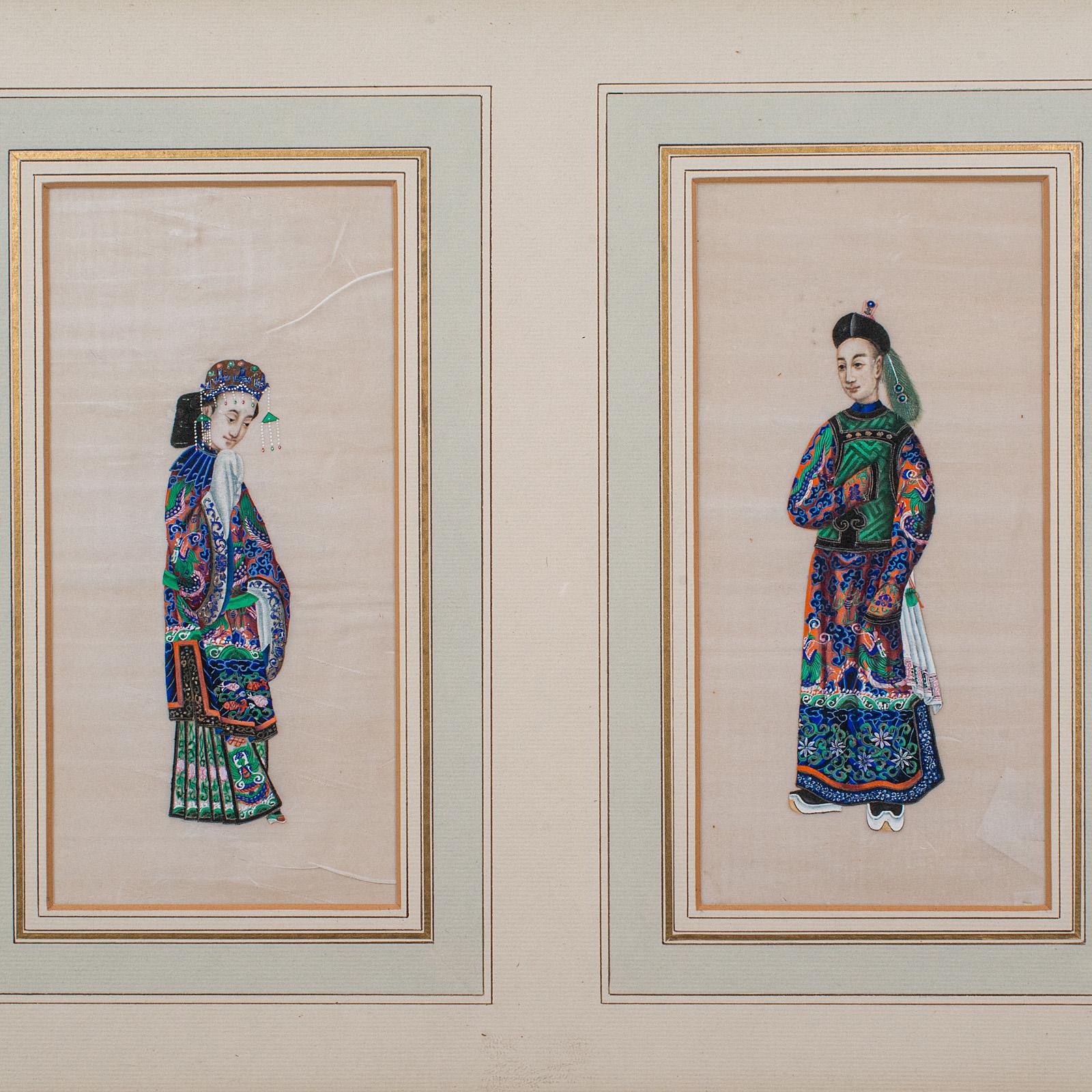 Antike Prägemalerei, Orientalische Kunst, Aquarell, Qing-Dynastie, Viktorianisch, 1850 (Chinesisch) im Angebot