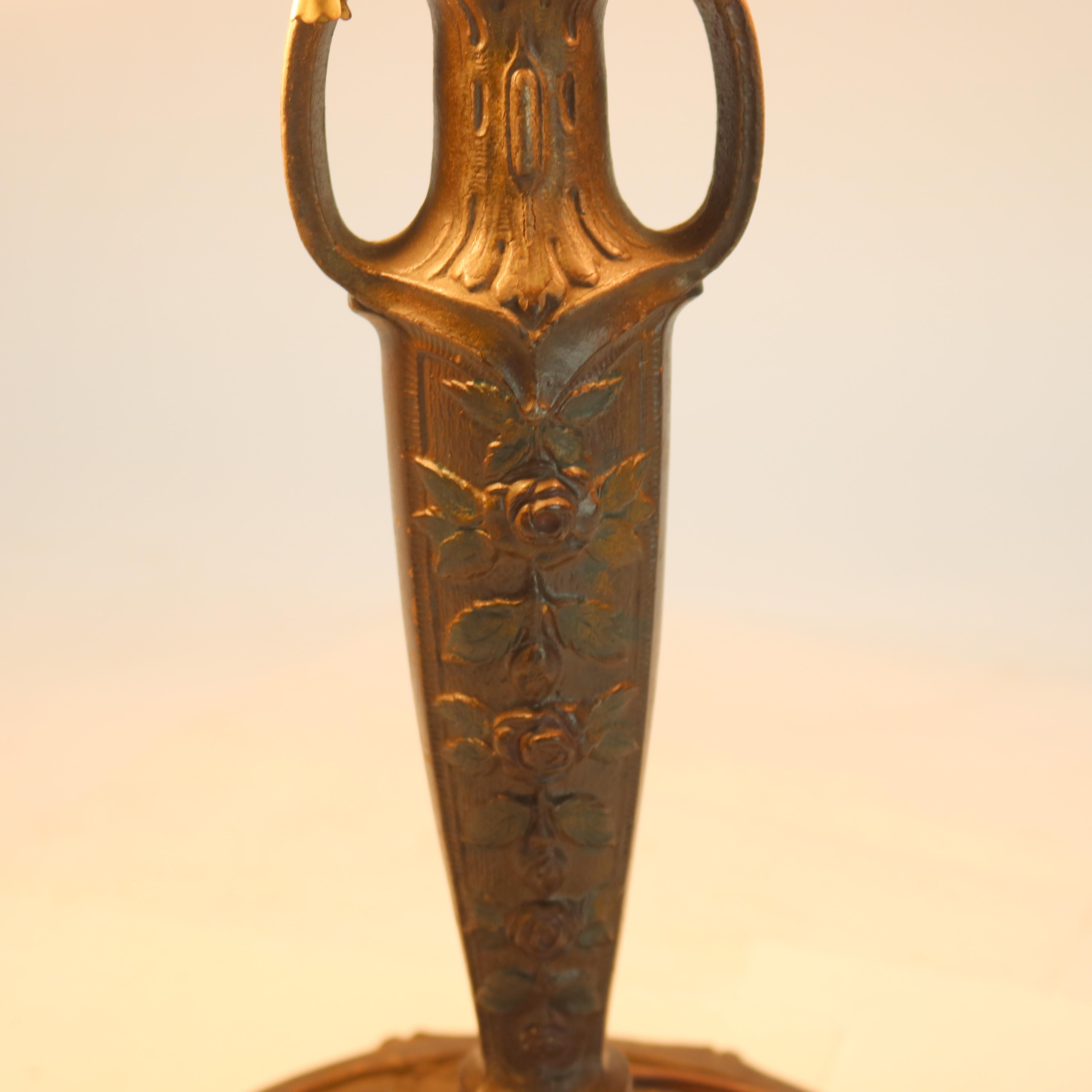 Antique Pittsburg Reverse Obverse Lake Scene Landscape Painted Table Lamp c1920 3