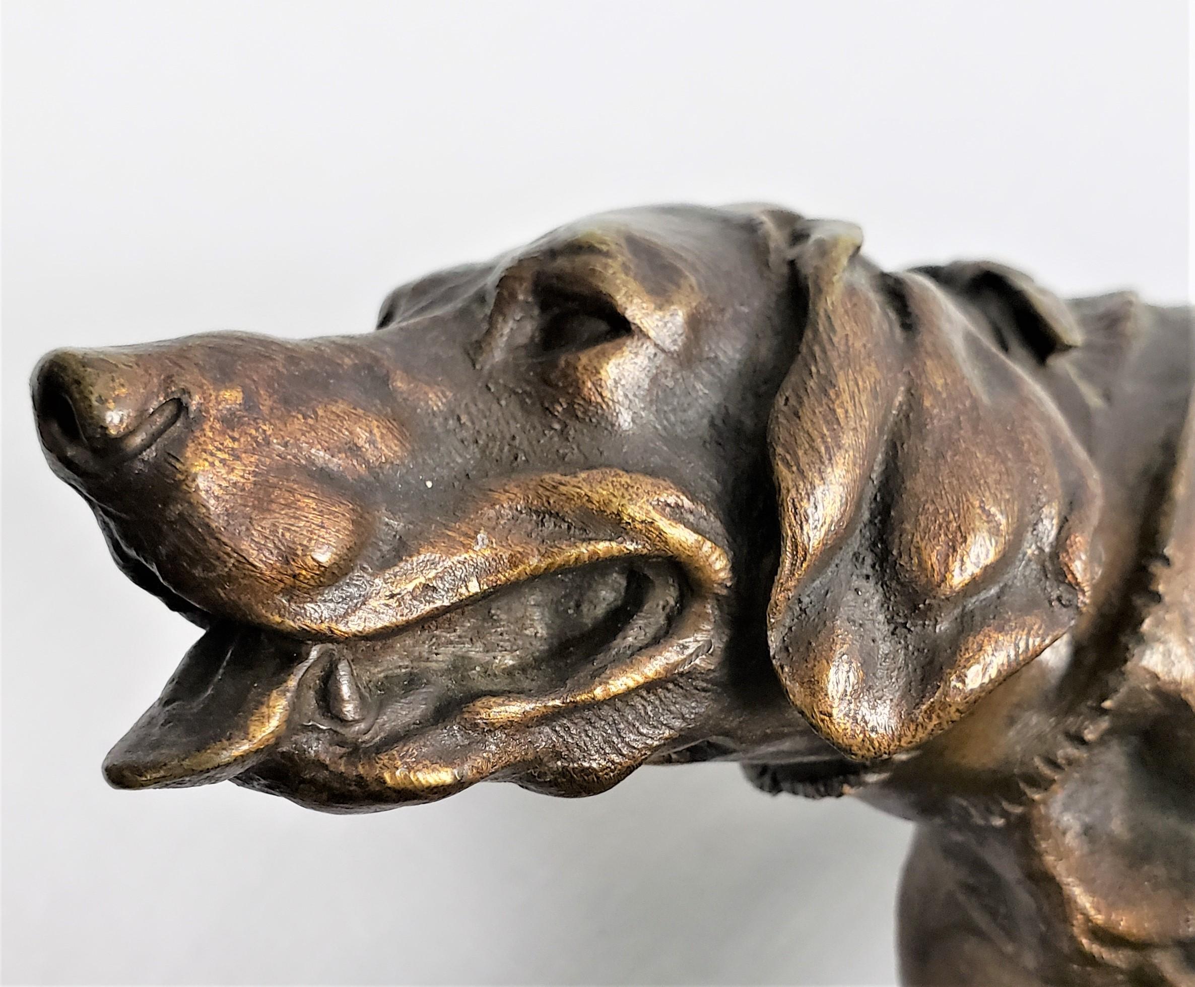 Antique P.J. Mene Signed French Bronze Sculpture of a Panting Dog Tied to a Post For Sale 5
