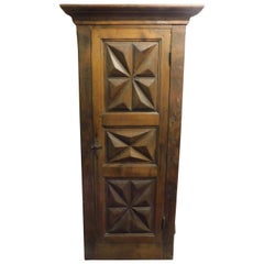 Used Placard, Diamond Carved Wall Cupboard, Walnut with Frame, 1700, Italy