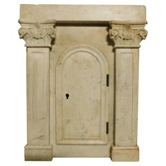 Antique Placards, Tabernacle Door in White Carrara Marble, 19th Century, Italy