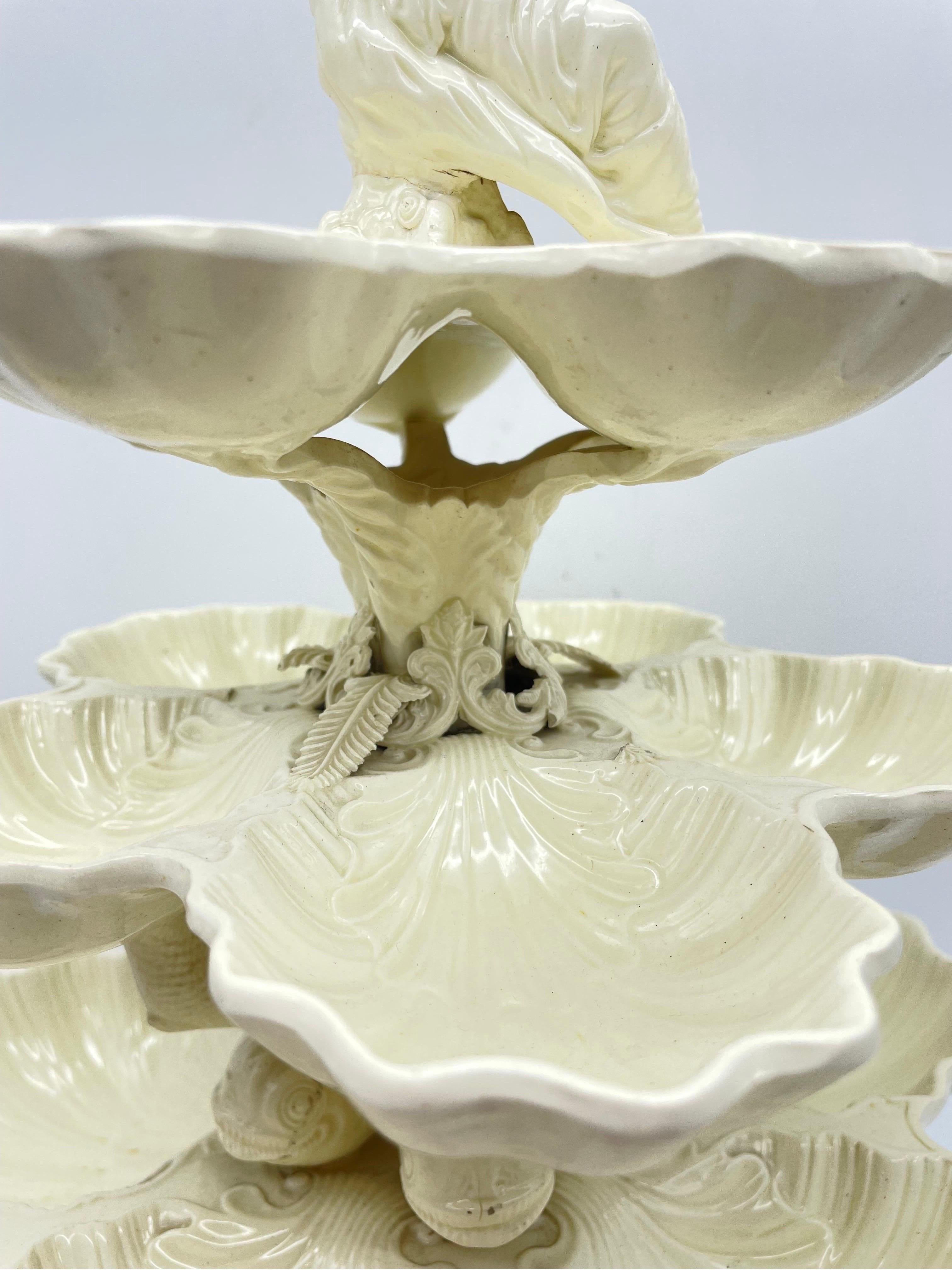 English ANTIQUE PLAIN CREAMWARE POTTERY PLATT MENAGE CENTERPIECE ENGLISH CIRCA 1770, Eng