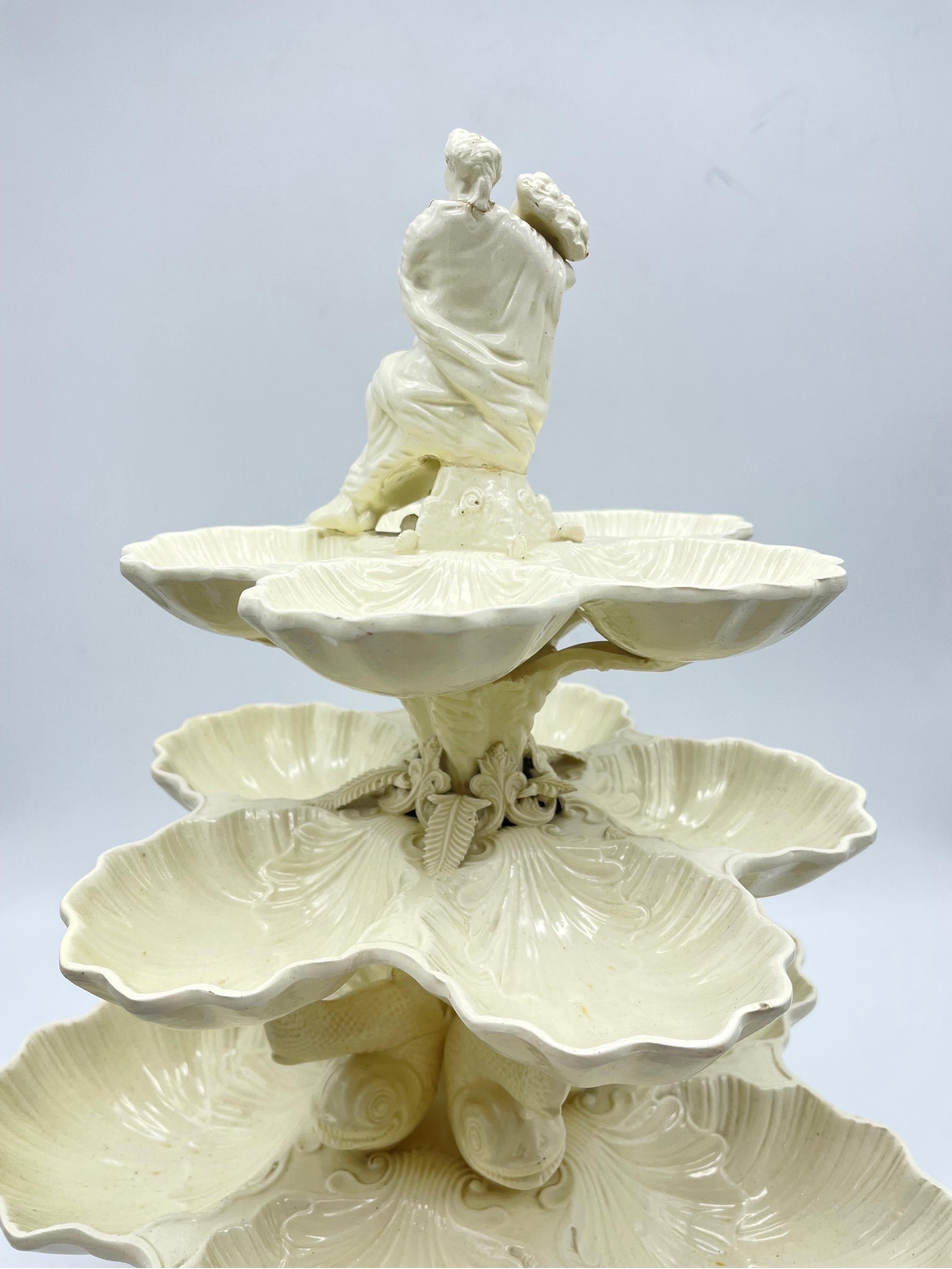 Late 18th Century ANTIQUE PLAIN CREAMWARE POTTERY PLATT MENAGE CENTERPIECE ENGLISH CIRCA 1770, Eng