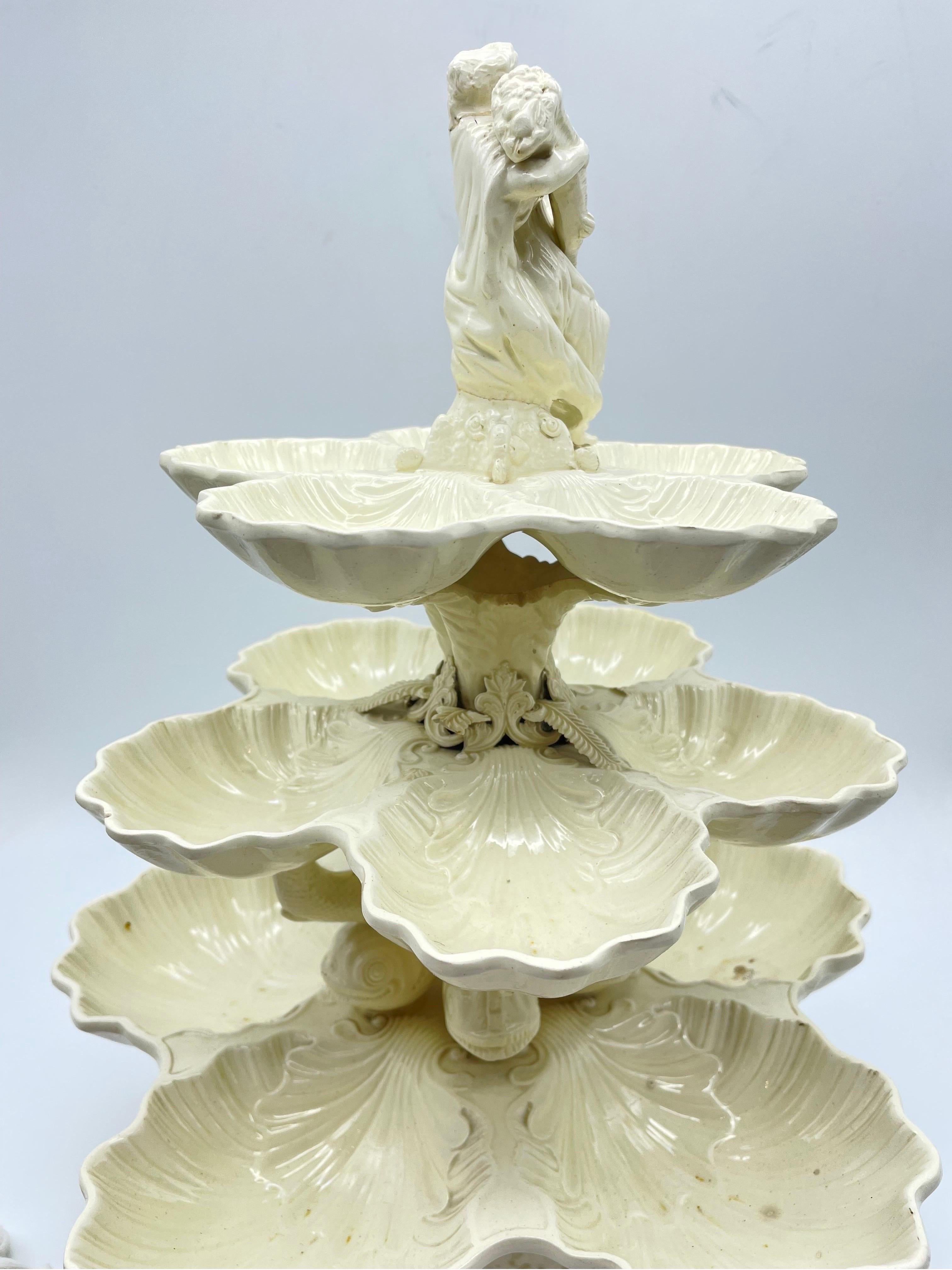 Ceramic ANTIQUE PLAIN CREAMWARE POTTERY PLATT MENAGE CENTERPIECE ENGLISH CIRCA 1770, Eng