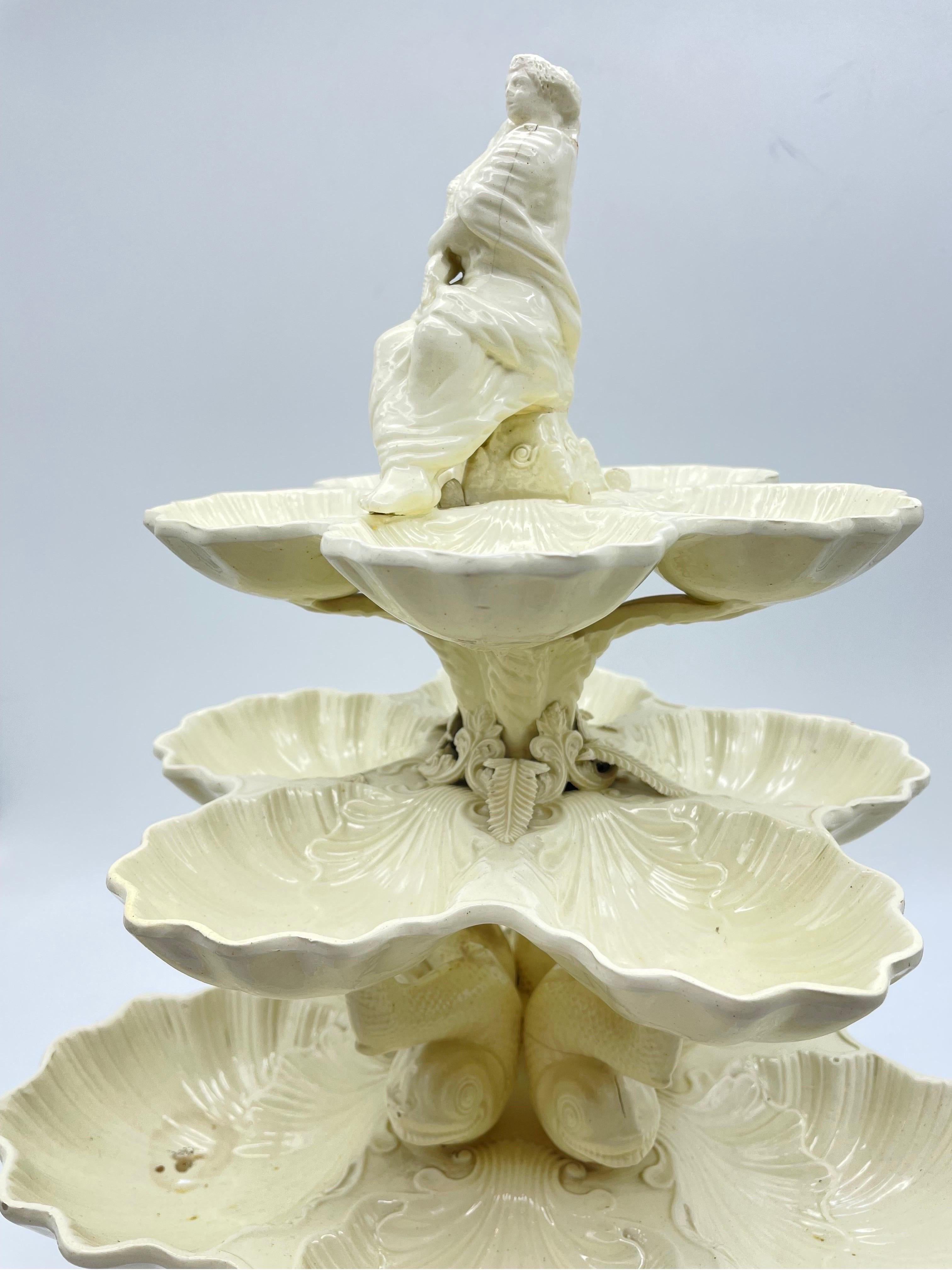 ANTIQUE PLAIN CREAMWARE POTTERY PLATT MENAGE CENTERPIECE ENGLISH CIRCA 1770, Eng 1