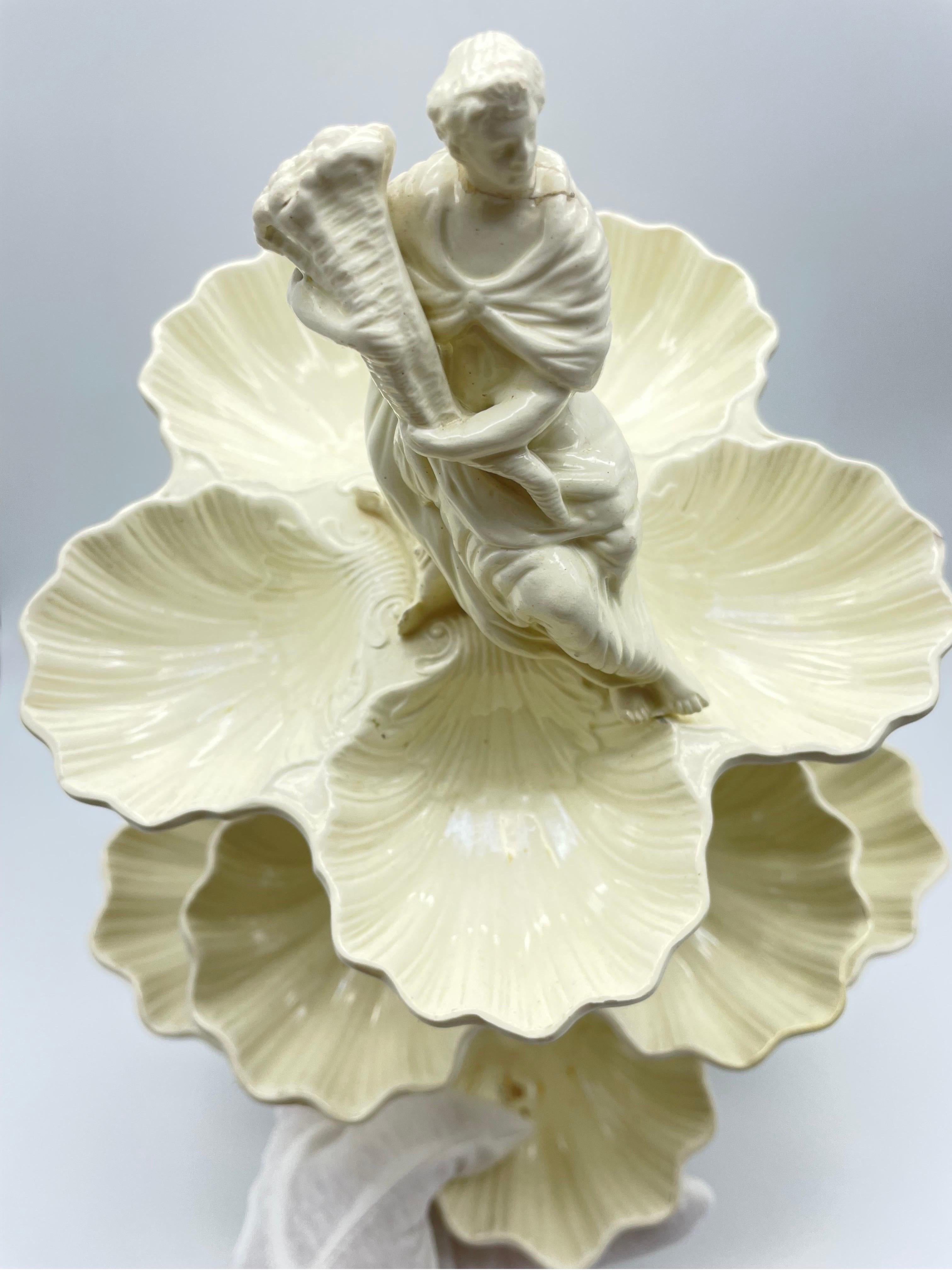 ANTIQUE PLAIN CREAMWARE POTTERY PLATT MENAGE CENTERPIECE ENGLISH CIRCA 1770, Eng 2