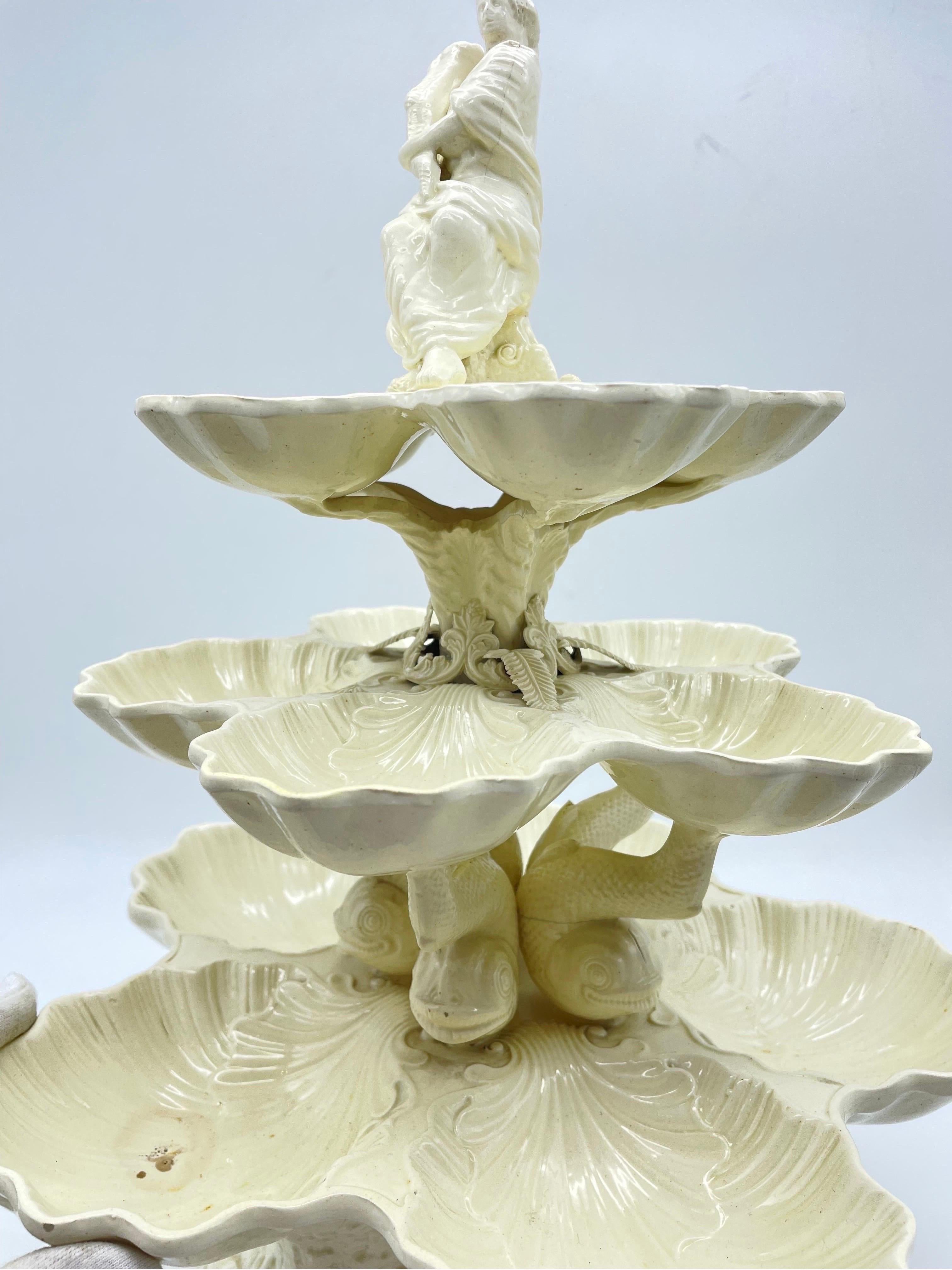 ANTIQUE PLAIN CREAMWARE POTTERY PLATT MENAGE CENTERPIECE ENGLISH CIRCA 1770, Eng 3