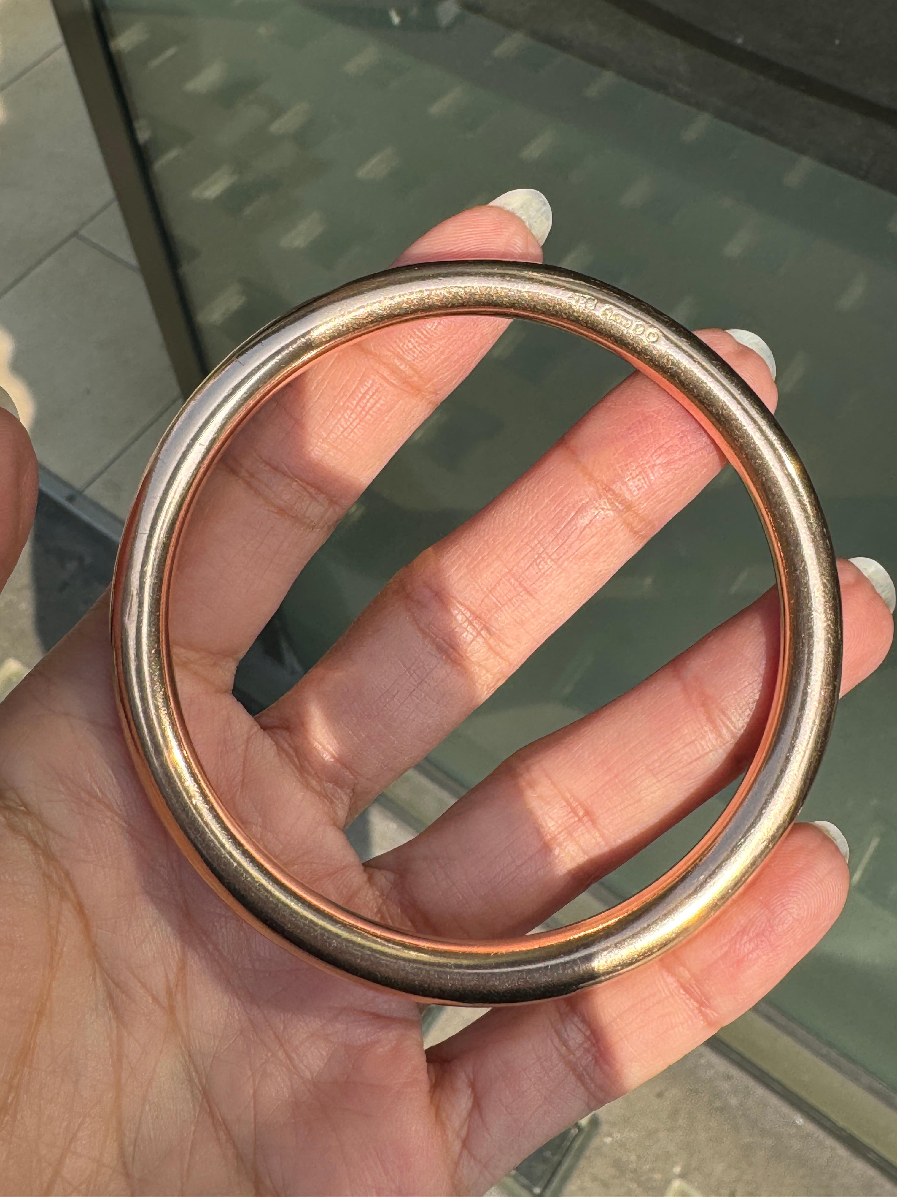 Women's or Men's Antique Plain Hollow Bangle Bracelet in 15 Carat Rose Gold, London, 1920 For Sale