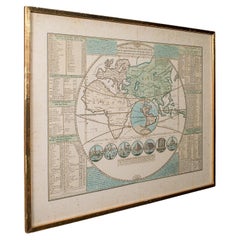 Antique Plan de l'Historie Universelle World Map, Framed Cartography, Circa 1730 Antique Plan de l'Historie Universelle World Map, Framed Cartography, Circa 1730