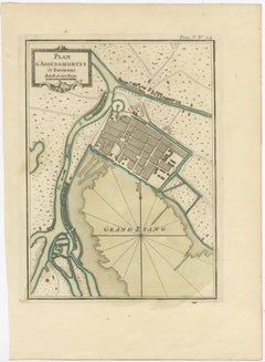 Antique Plan of Aigues-Mortes, France