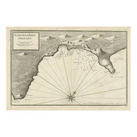 Antique Plan of Alicante Bay, Spain