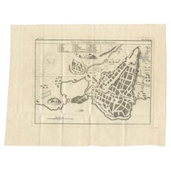 Antique Plan of Ancient Syracuse, Plan of ancient Syracuse, Sicily, Italy