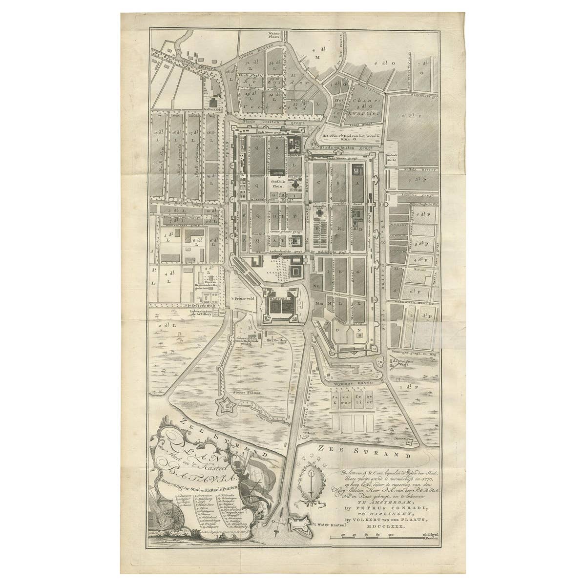 Antique Plan of Batavia by Van Krevelt, circa 1780