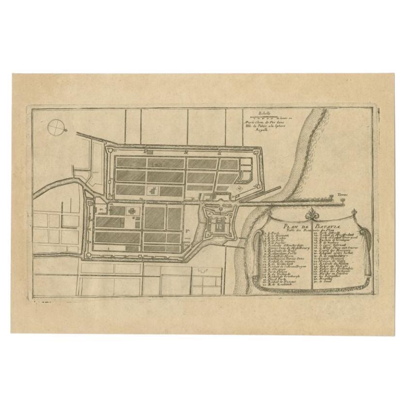 Antique Plan of Batavia in the Dutch East Indies or Indonesia, circa 1695 For Sale