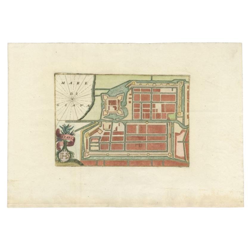 Antique Plan of Batavia in the Dutch East Indies or Nowadays Jakarta, Indonesia