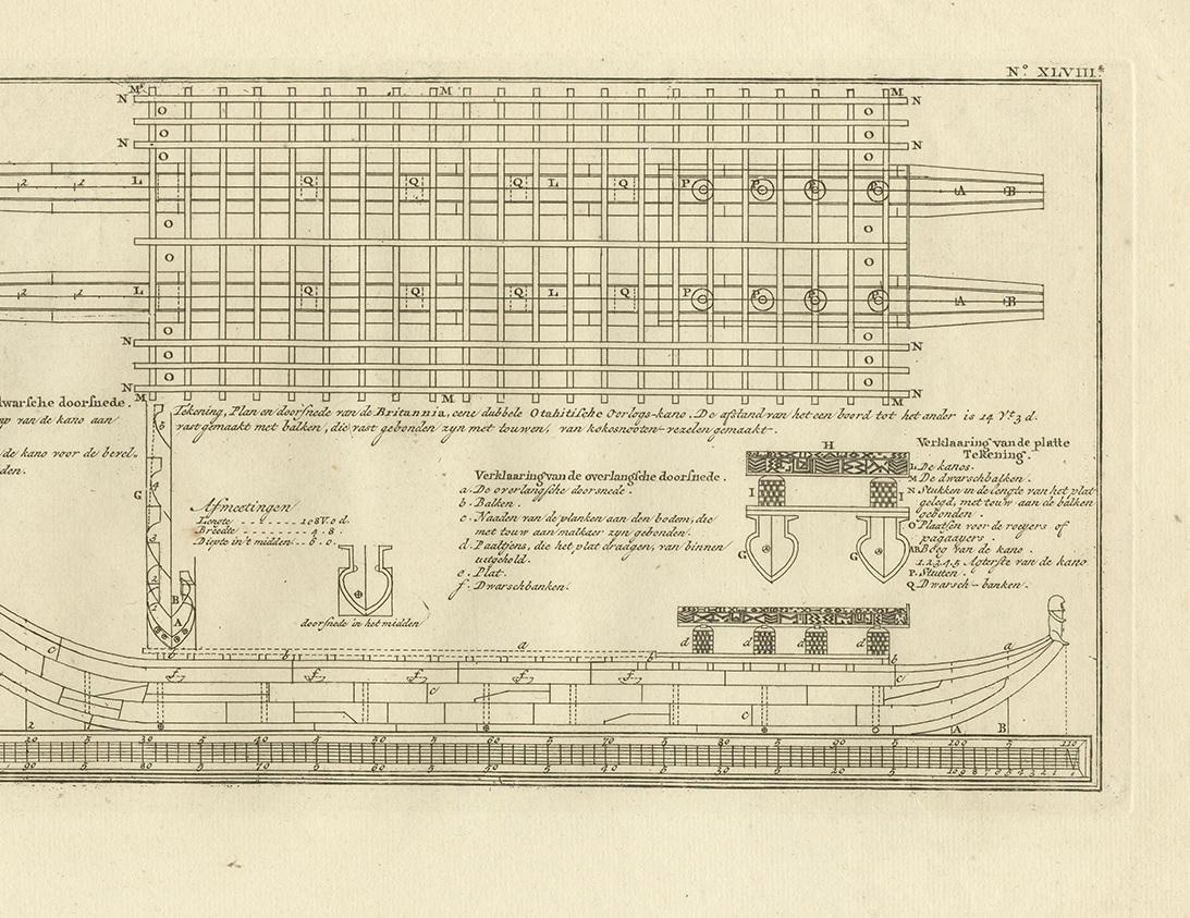 Antique Plan of Britannia 'Cross Section' by Cook, 1803 In Good Condition For Sale In Langweer, NL