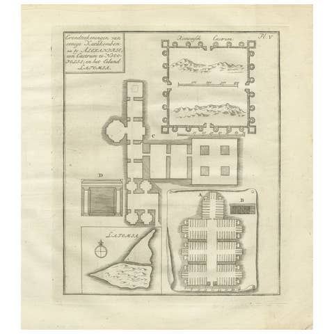 Antique Plan of Egyptian Catacombs Alexandria Necropolis Latomia, 1776