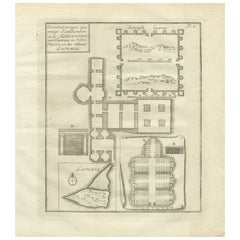 Plano antiguo de las catacumbas egipcias Necrópolis de Alejandría Latomia, 1776