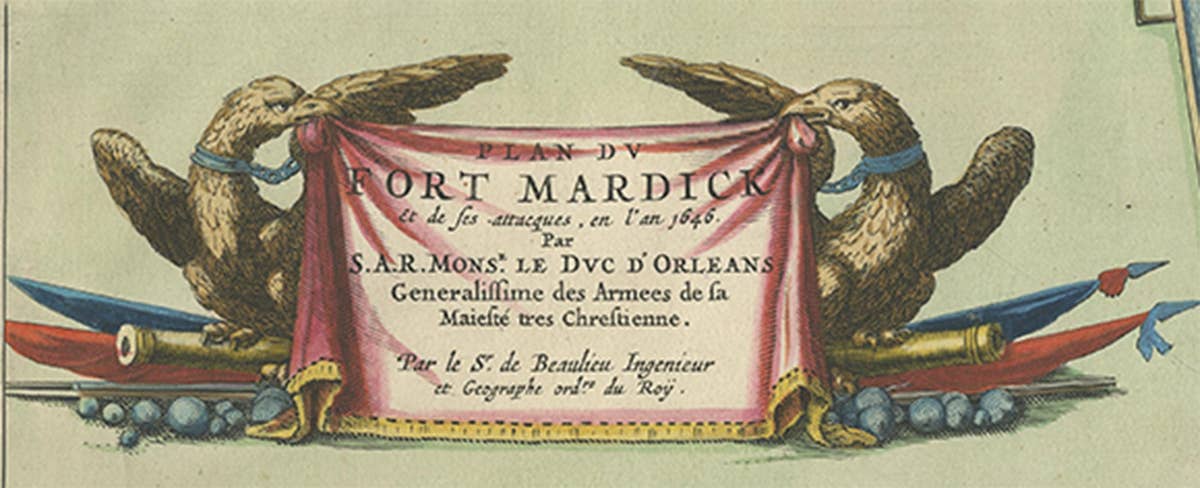 Antique Plan of Fort Mardyck Mardijk, France by S. Beaulieu, 1649