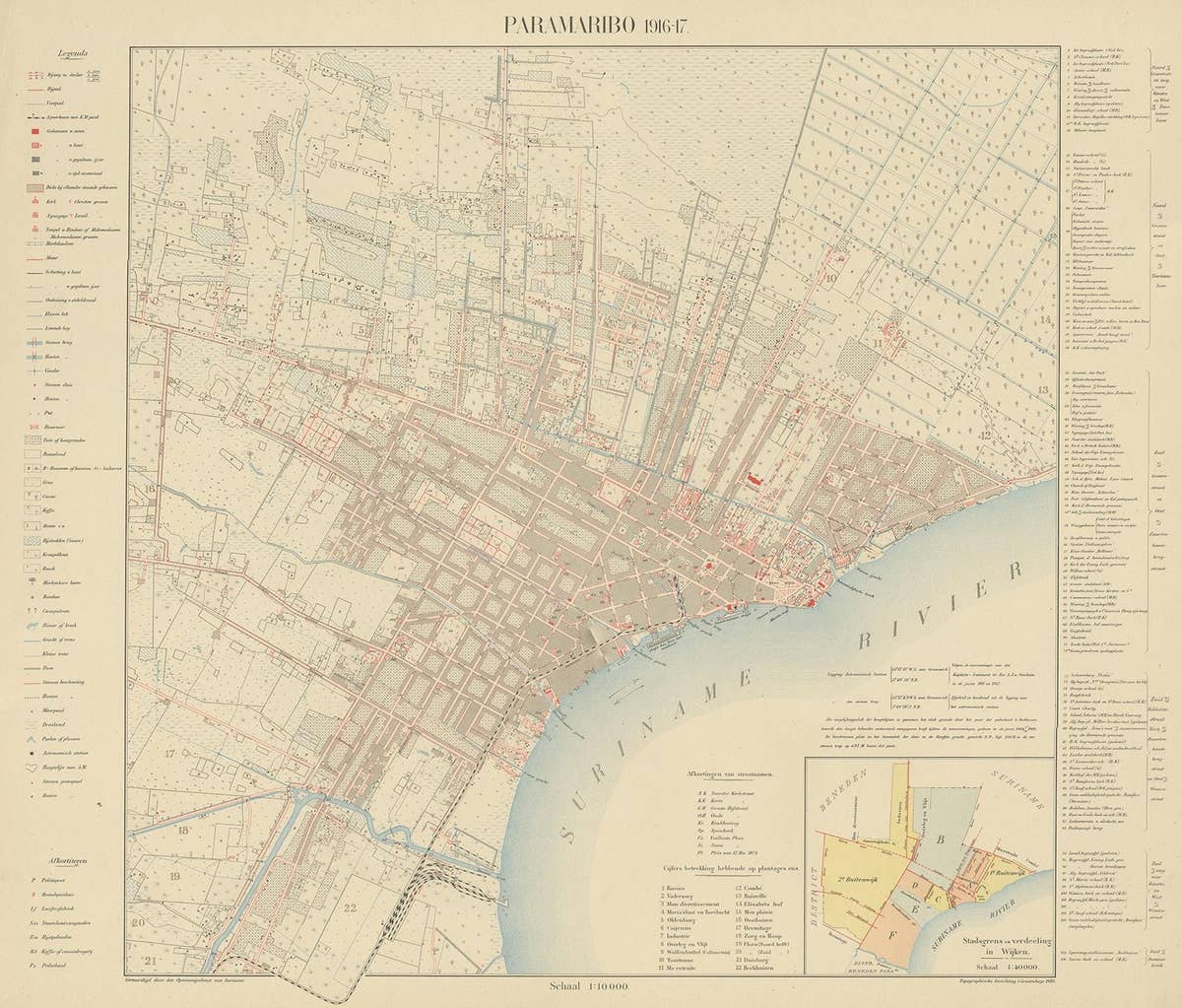 Antique Plan of Paramaribo 'Suriname' Published 1920