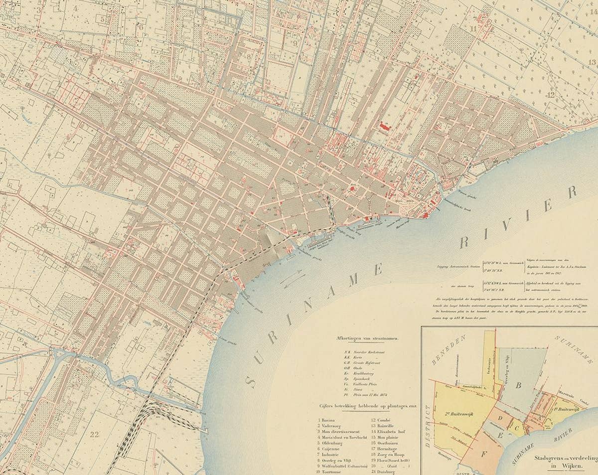 Antique Plan of Paramaribo 'Suriname' Published 1920