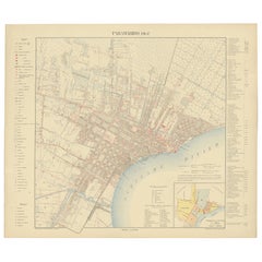 Antiker Plan von Paramaribo „Suriname“, veröffentlicht 1920