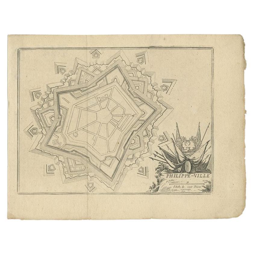 Antique Plan of Philippeville in Wallonia, Belgium, 1769 For Sale