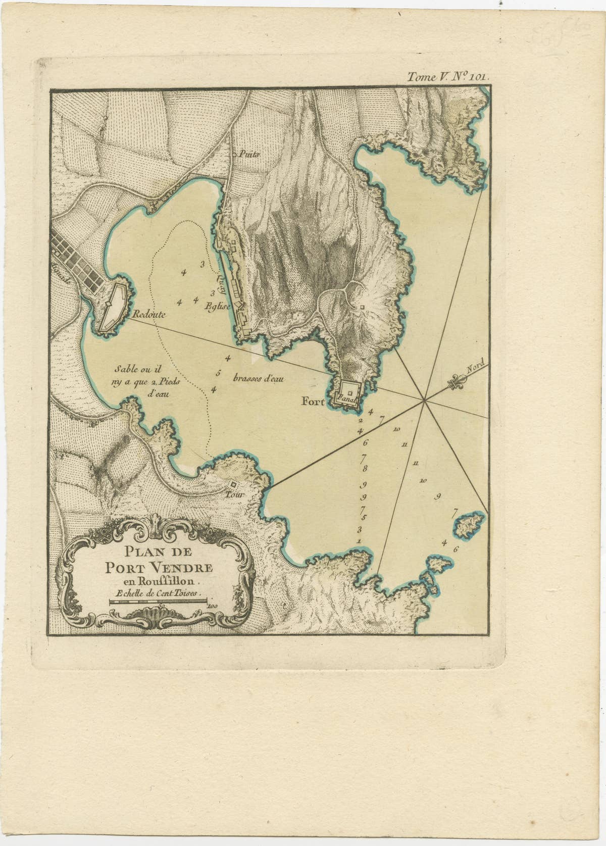 Antique Plan of Port-Vendres, Roussillon, France
