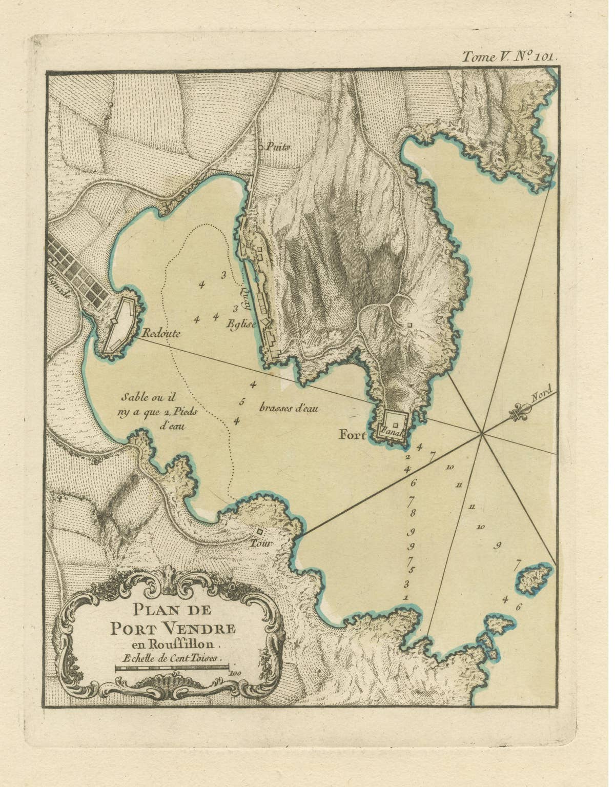 Antique Plan of Port-Vendres, Roussillon, France