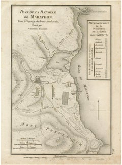 Antique Plan of the Battle of Marathon by Ambroise Tardieu, 1825