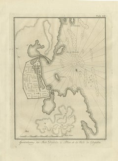 Antiker Stadtplan von Dschidda, Kupferstich von Niebuhr, 1776