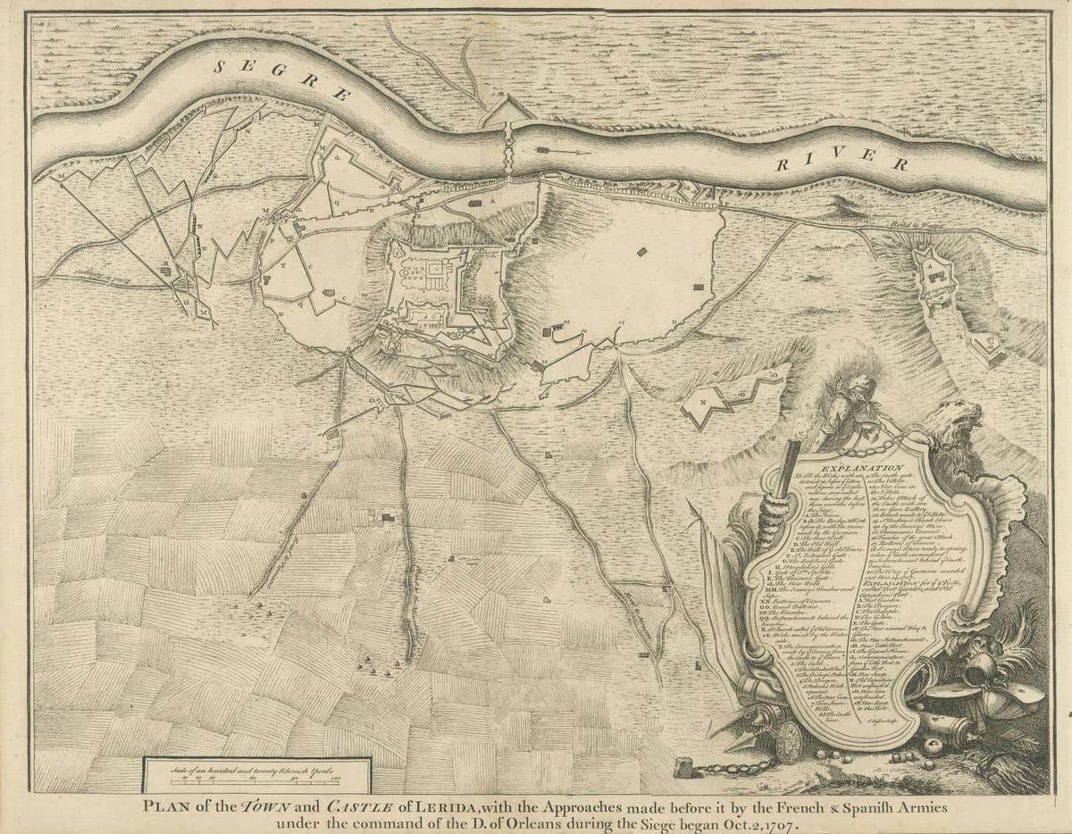 Antique Plan of the Fortifications of Lleida, Spain