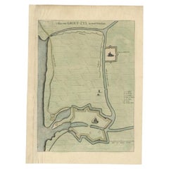 Antique Plan of the Fortress of Greetsiel, Germany, by Blaeu, c.1650