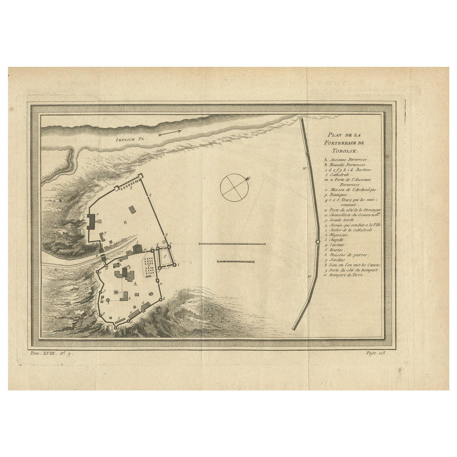 Plan ancien de la forteresse de Tobolsk par Bellin '1768'