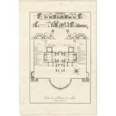 Antique Plan of the Overground Area of Baths of Emperor Titus, Rome, Italy, 1786