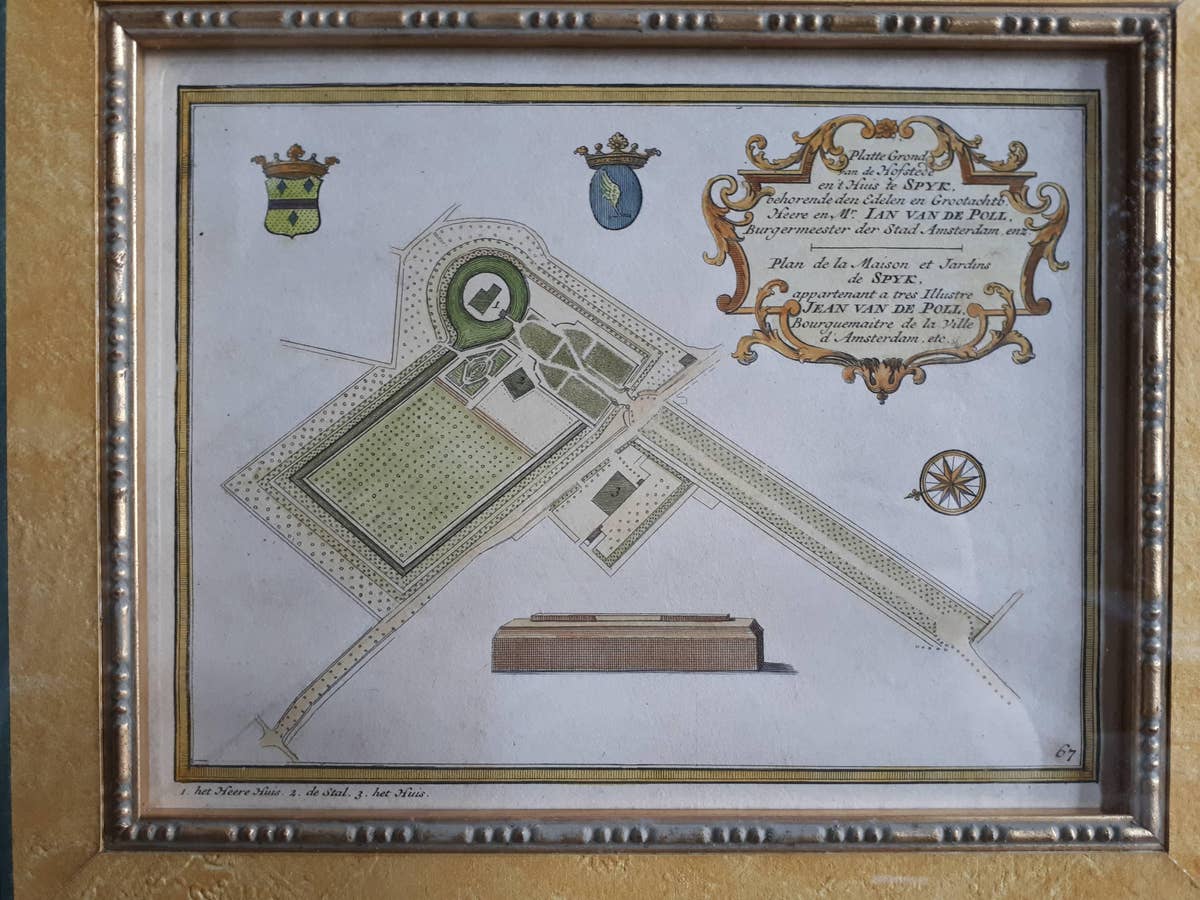 Antique Plan of the Residence of the Mayor of Amsterdam by H. de Leth circa 1732