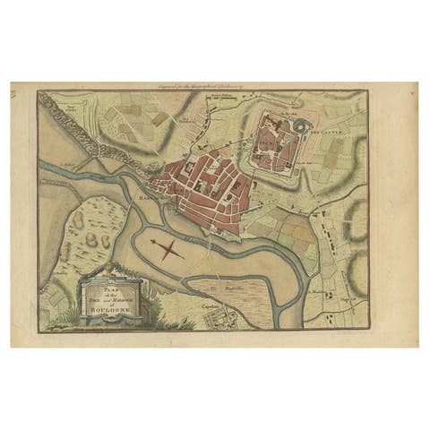 Antique Plan of the Town and Harbour of Boulogne-sur-Mer by Barrow 'c.1760'