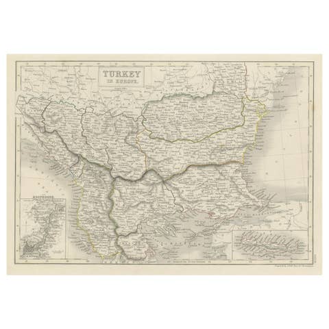 Antique Plan of Turkey in Europe with Inset Map of the Bosporus, ca.1850