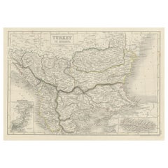 Antique Plan of Turkey in Europe with Inset Map of the Bosporus, ca.1850