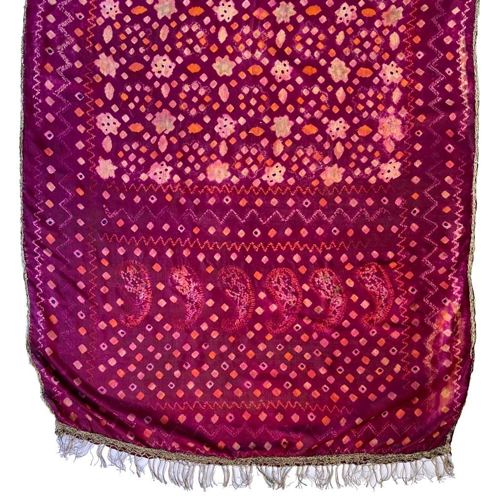 Antique Plangi and Tritik Silk Shawl, Palembang, Sumatra In Good Condition For Sale In Point Richmond, CA