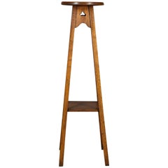 Antique Plant Stand, Arts & Crafts, Torchere, Liberty Taste, Oak, circa 1910