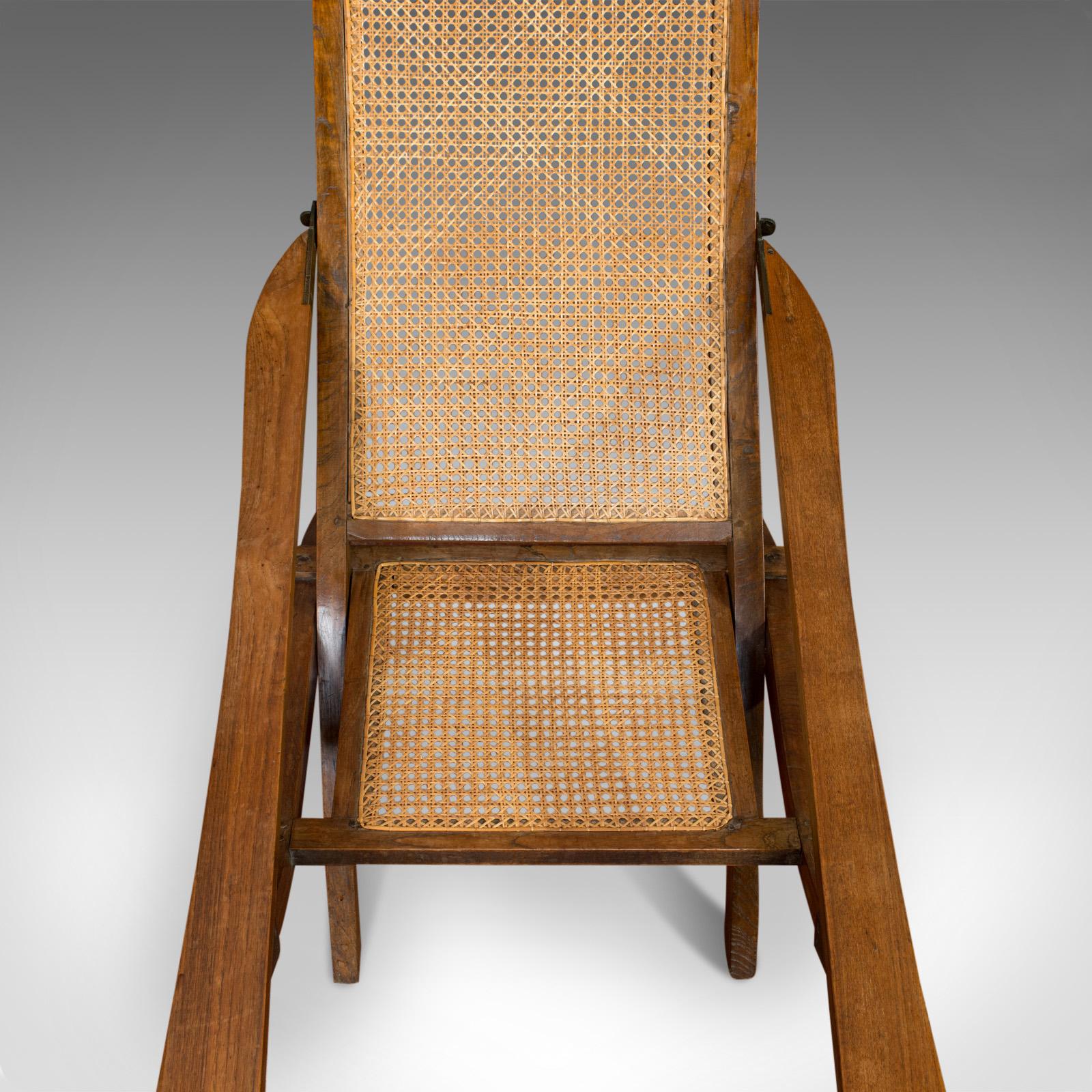 Cane Antique Plantation Chair, Teak, Bergere, Steamer Deck, Garden Lounger, Edwardian