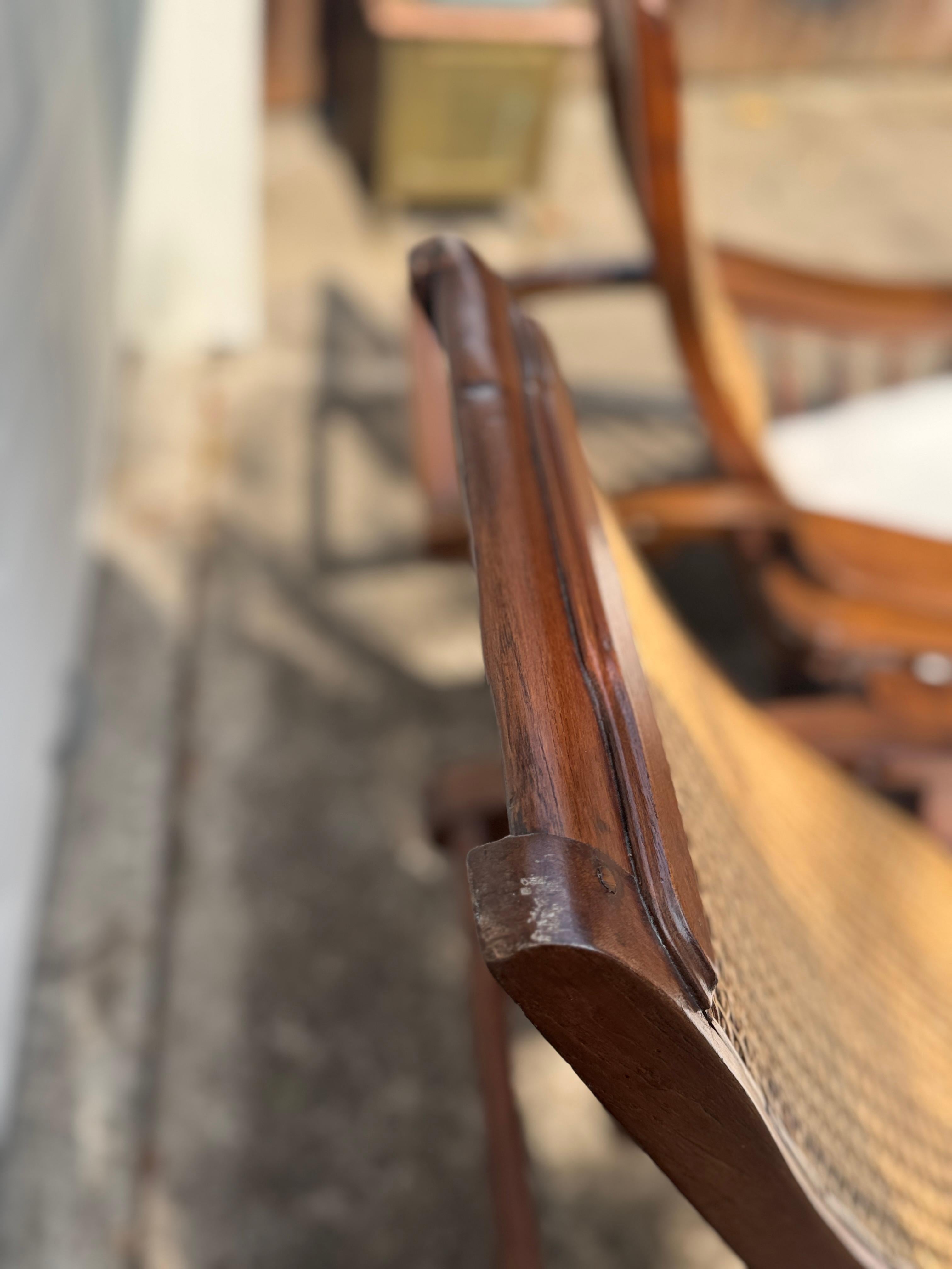 Antique plantation chair with handwoven cane and fold out footrests, circa 1920S For Sale 3
