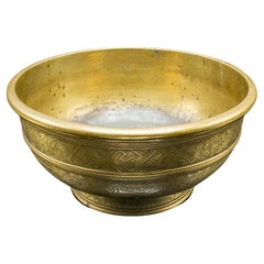 Vaso da fioriera antico, orientale, ottone, jardiniere, piatto, epoca vittoriana, C.C.