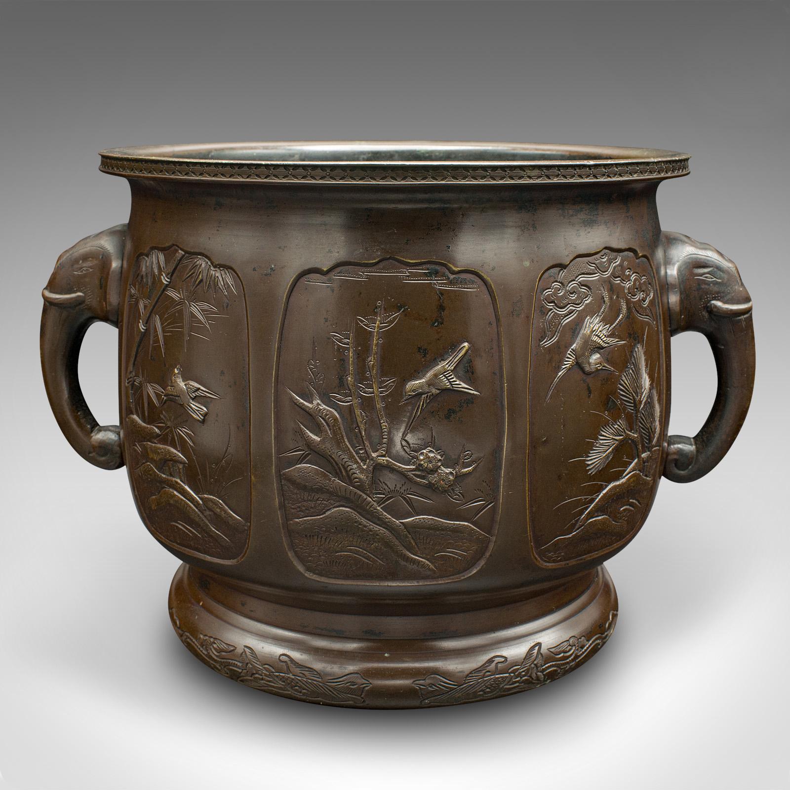 Antique Planter, Japanese, Bronze, Decorative Jardiniere, Edo, Victorian, C.1860 In Good Condition For Sale In Hele, Devon, GB