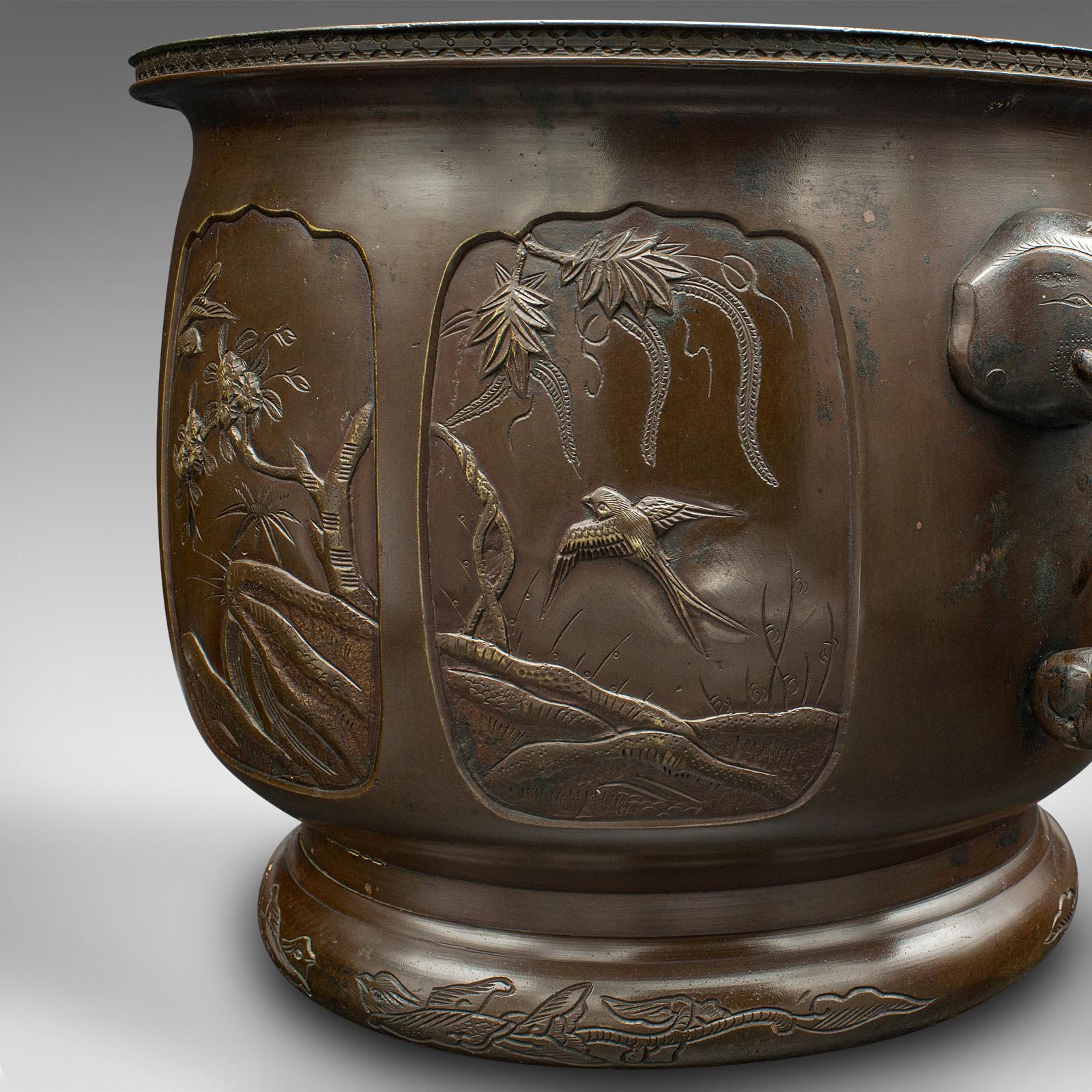 Antikes Pflanzgefäß, Japanisch, Bronze, dekorative Jardiniere, Edo, viktorianisch, um 1860 im Angebot 3